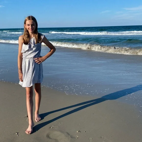 American Eagle Outfitters | Dresses | American Eagle Blue White Stripe  Ruffle Womens Dress | Poshmark